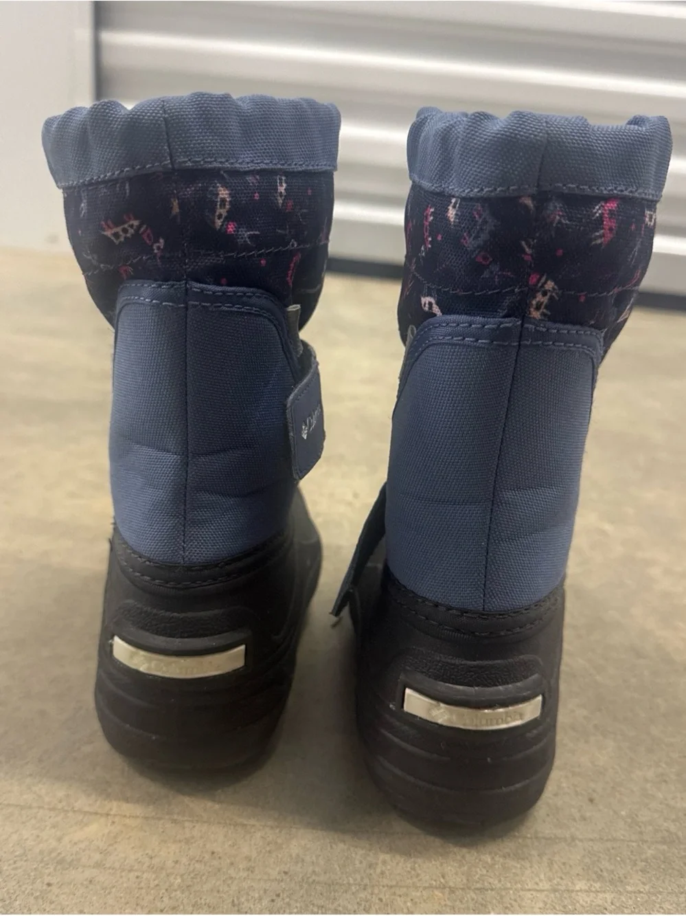 Columbia Navy and Pink Girls' Winter Boot with Animal Print